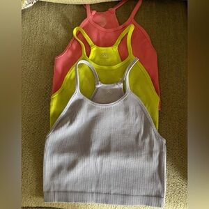 Set of 3 Ribbed Athletic Crop Tanks / Bralettes – Size XS/S